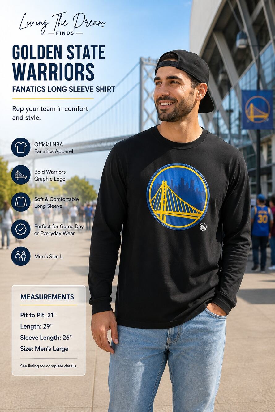 Fanatics Golden State Warriors Men’s Large Black Long Sleeve Graphic Shirt NBA